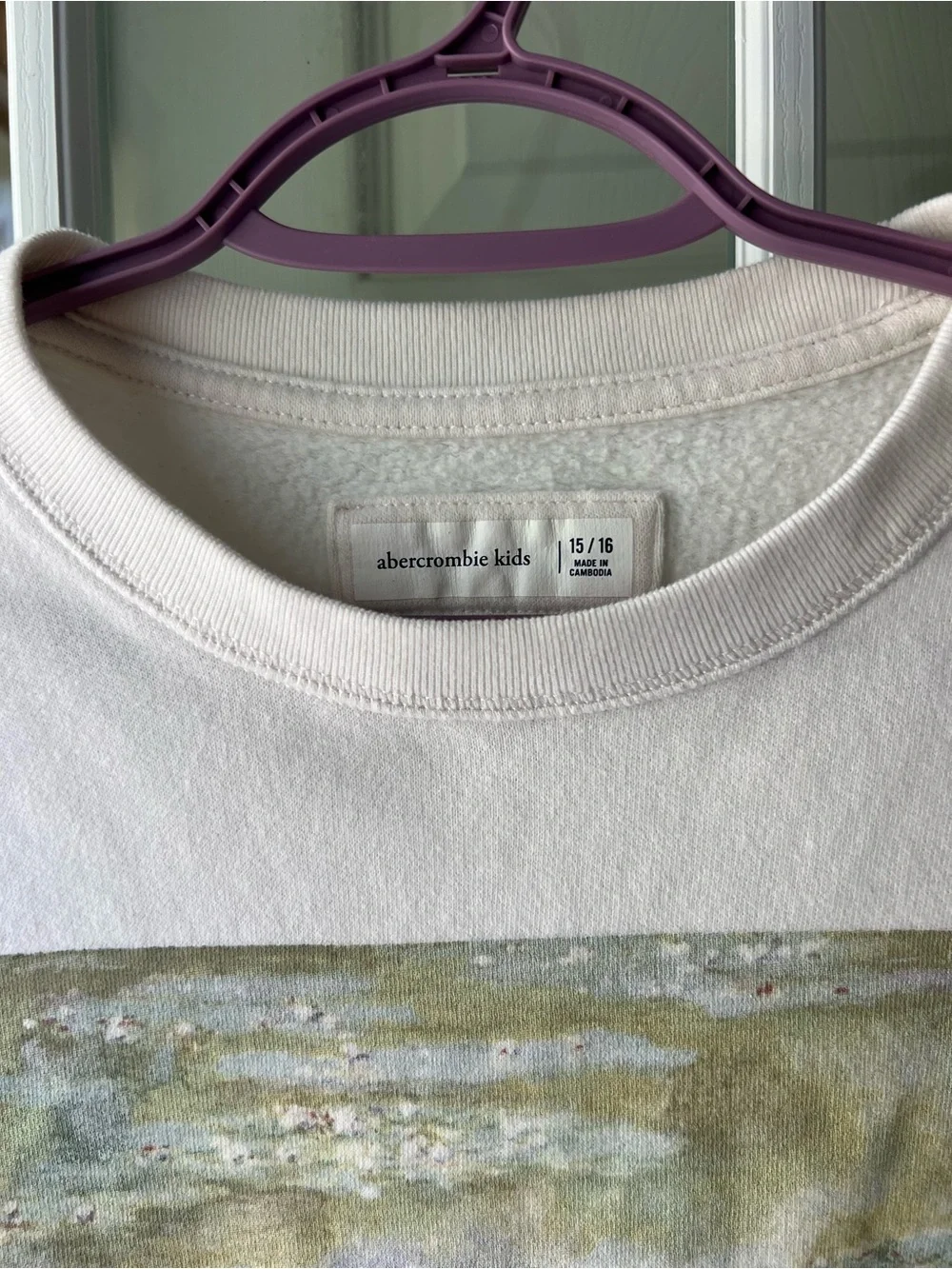 abercrombie kids Cream Monet Graphic Crewneck Sweatshirt